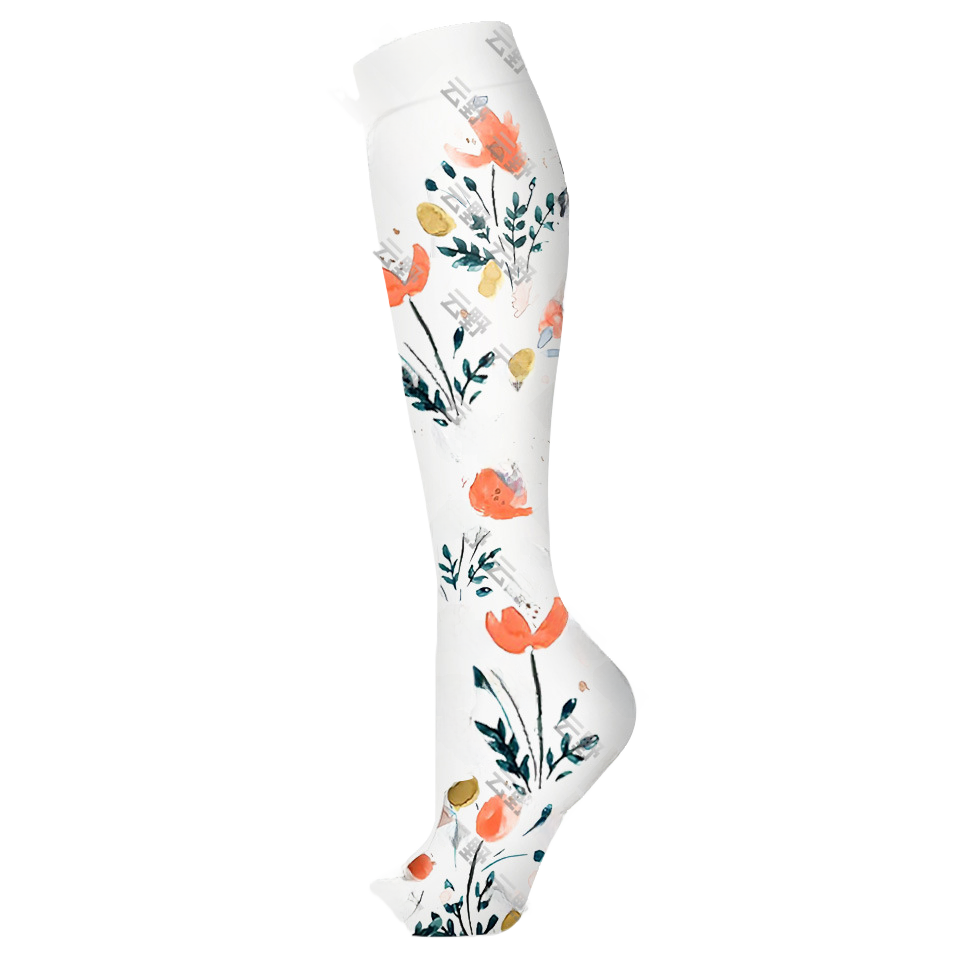 Floral Pattern Sports Compression Socks 200N Support
