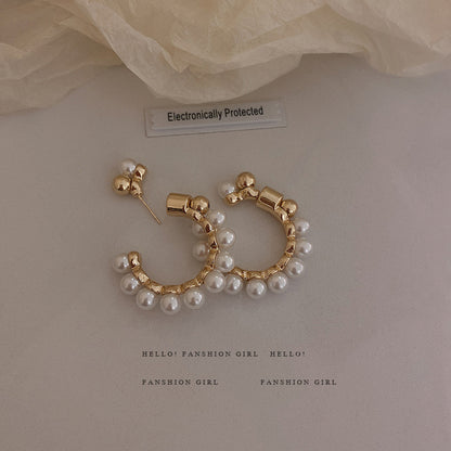 Floral Pearl Earrings Gold Plated