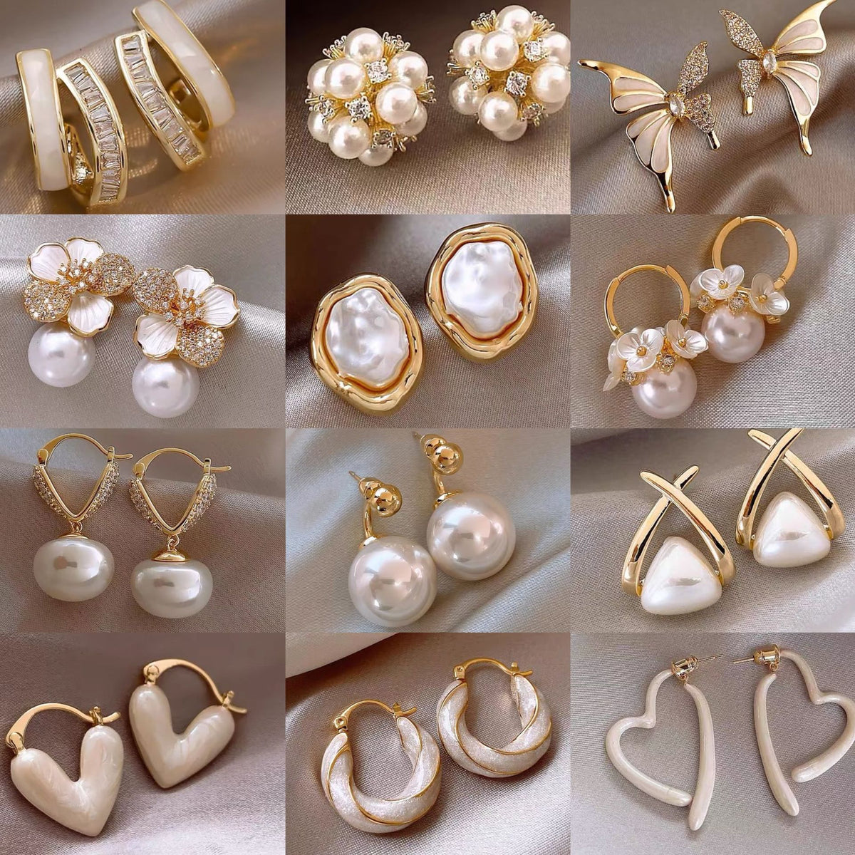 Floral Pearl Earrings Gold Plated