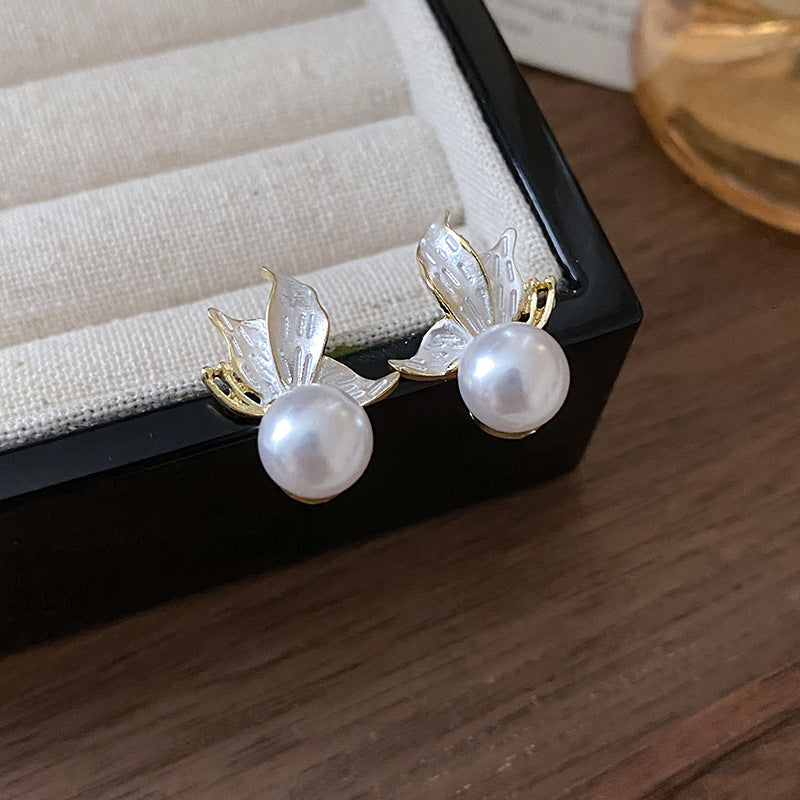 Floral Pearl Earrings Gold Plated