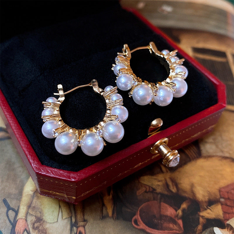Floral Pearl Earrings Gold Plated