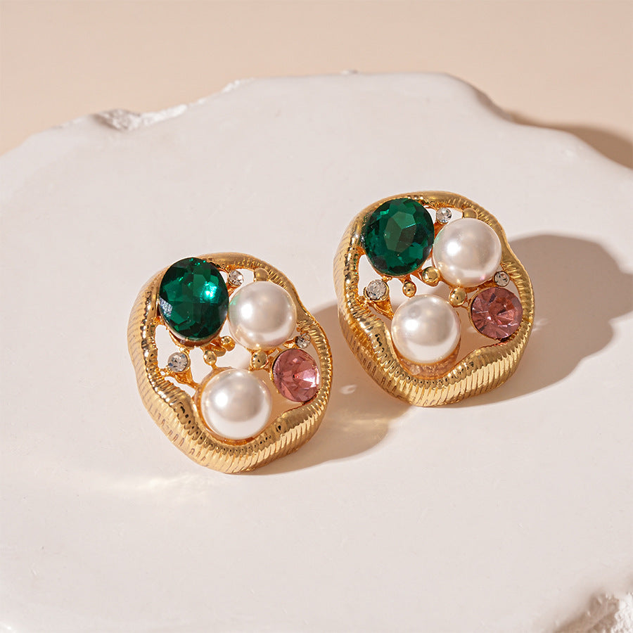 Floral Pearl Earrings Gold Plated