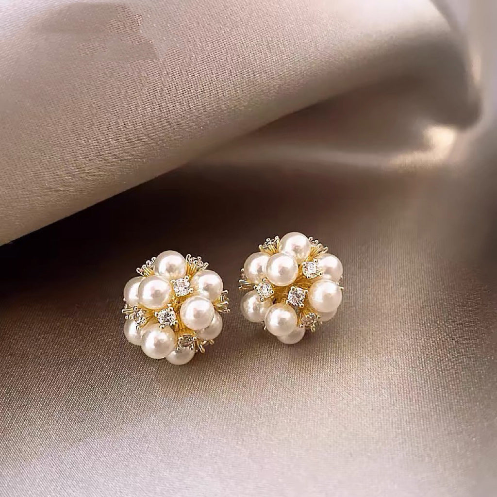 Floral Pearl Earrings Gold Plated