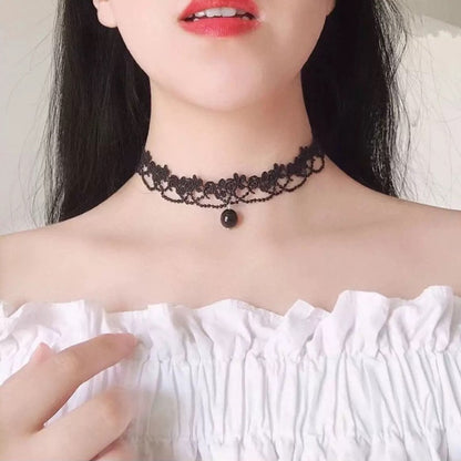 Floral Pearl Lace Choker Necklace