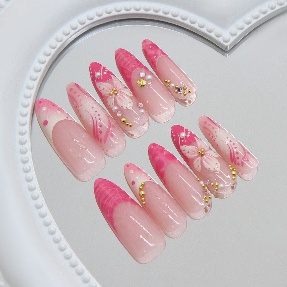 Floral Pearl Rhinestone Nail Art Decorations
