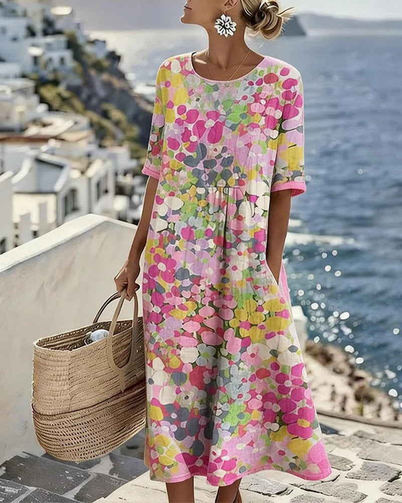 Floral Print A-Line Casual Dress