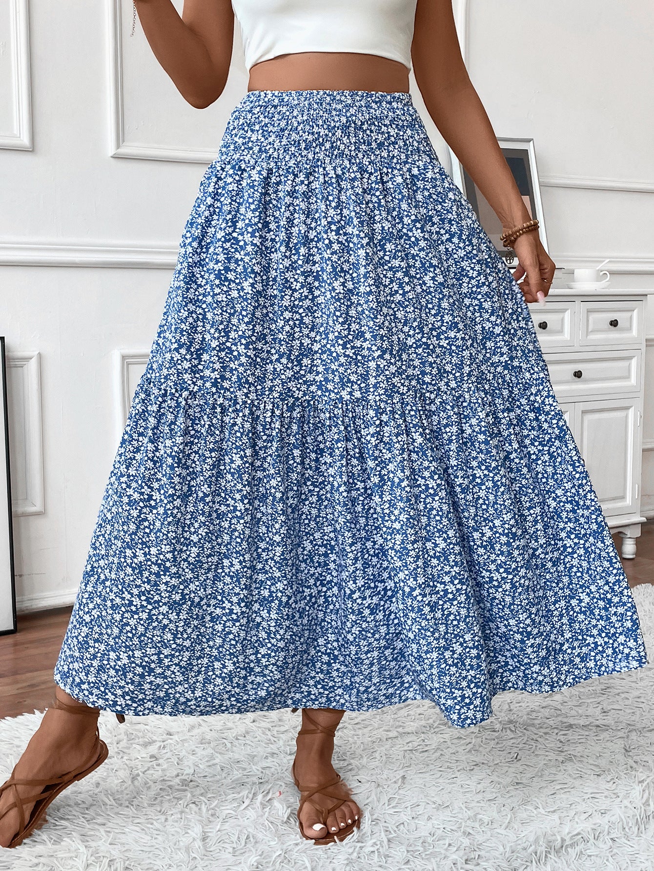 Floral Print A-Line Long Skirt