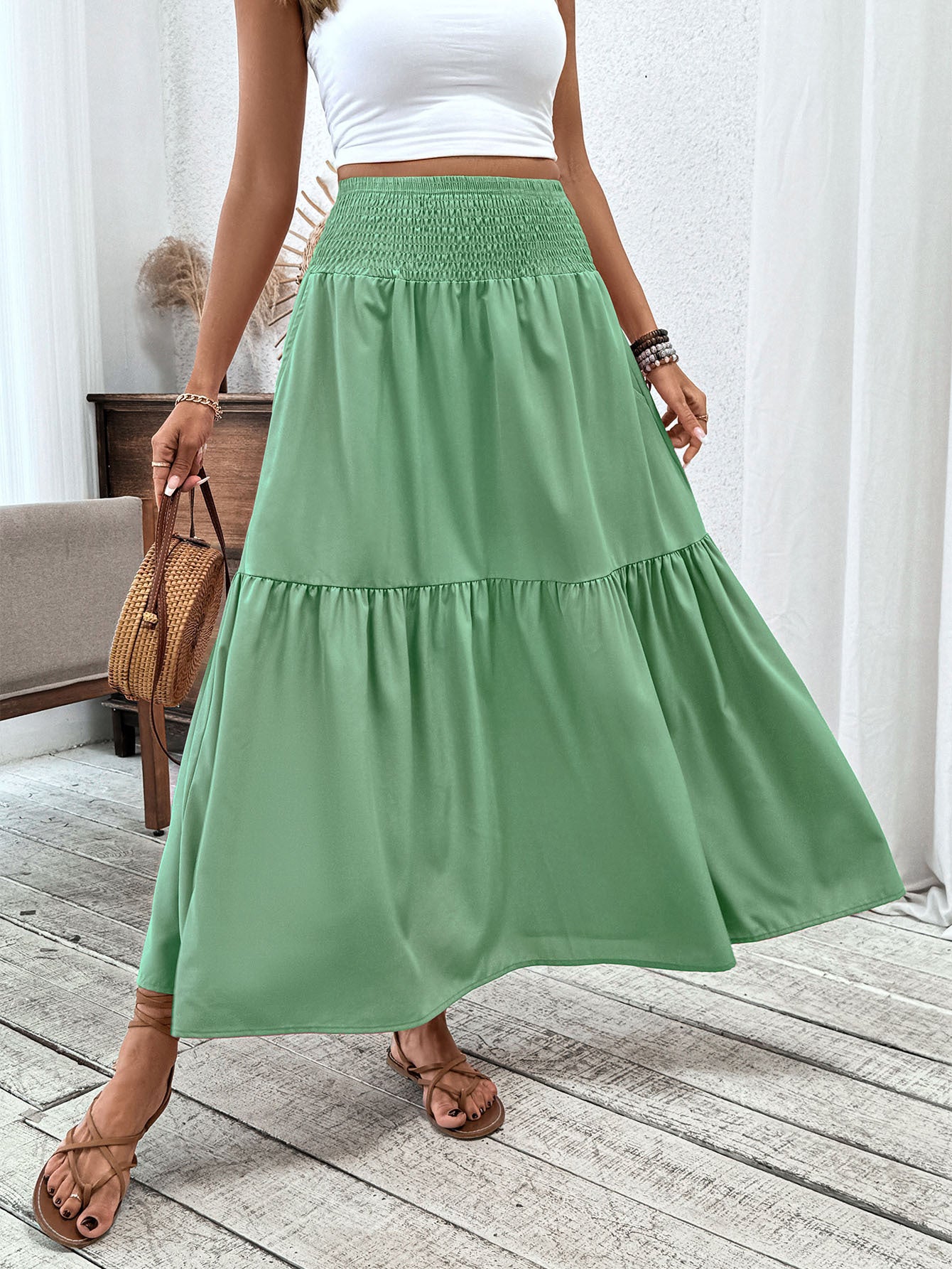 Floral Print A-Line Long Skirt