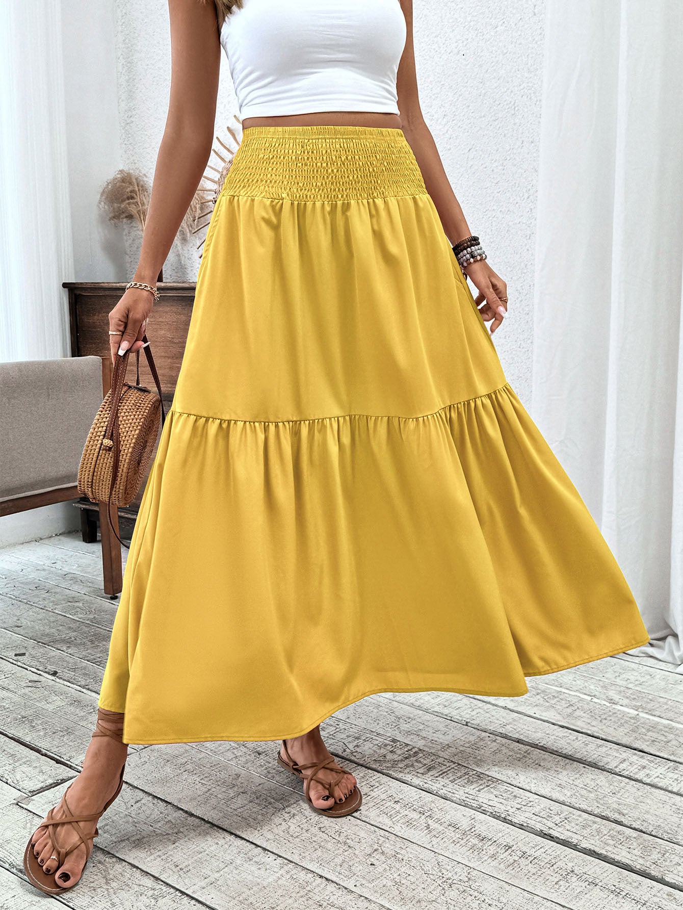 Floral Print A-Line Long Skirt