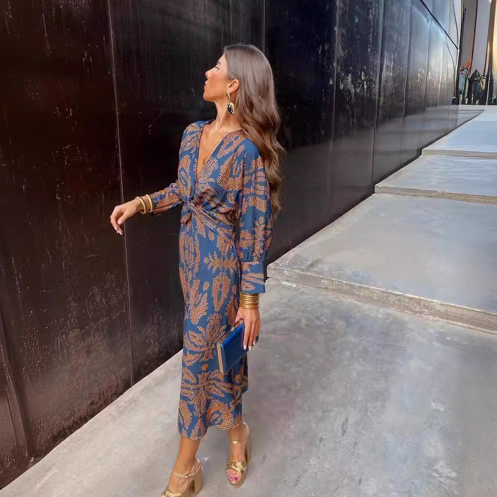 Floral Print A-Line Midi Dress