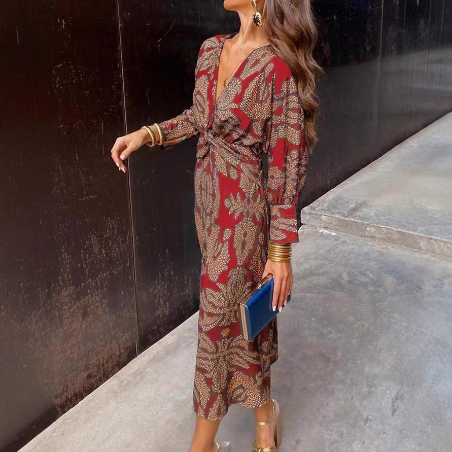 Floral Print A-Line Midi Dress