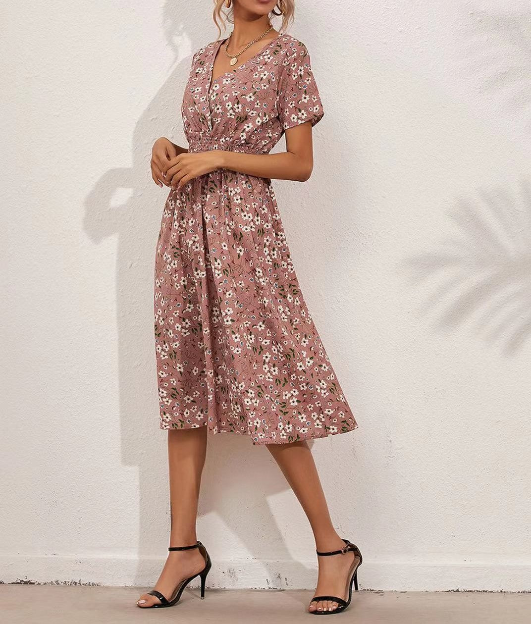 Floral Print A-Line Summer Dress