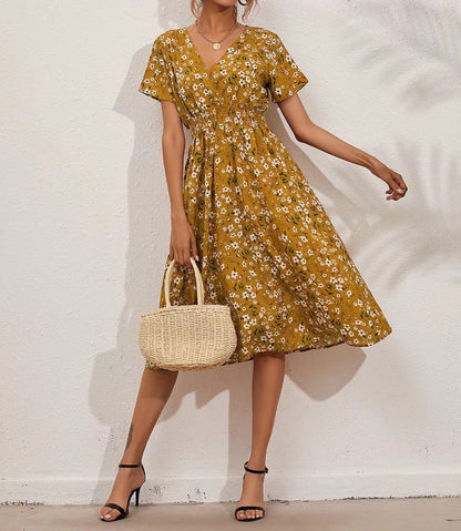 Floral Print A-Line Summer Dress