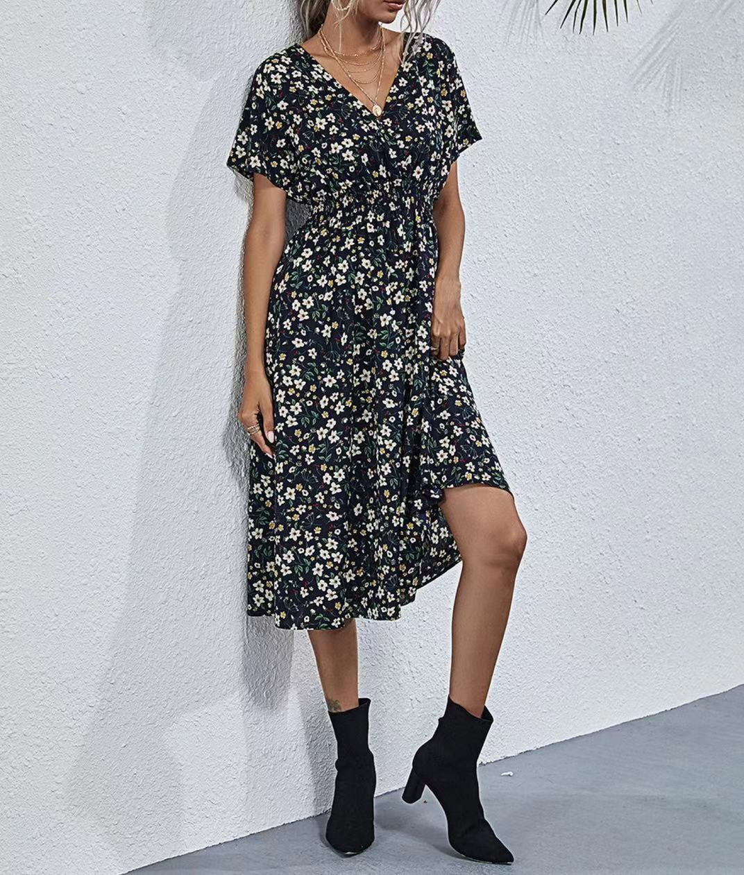 Floral Print A-Line Summer Dress