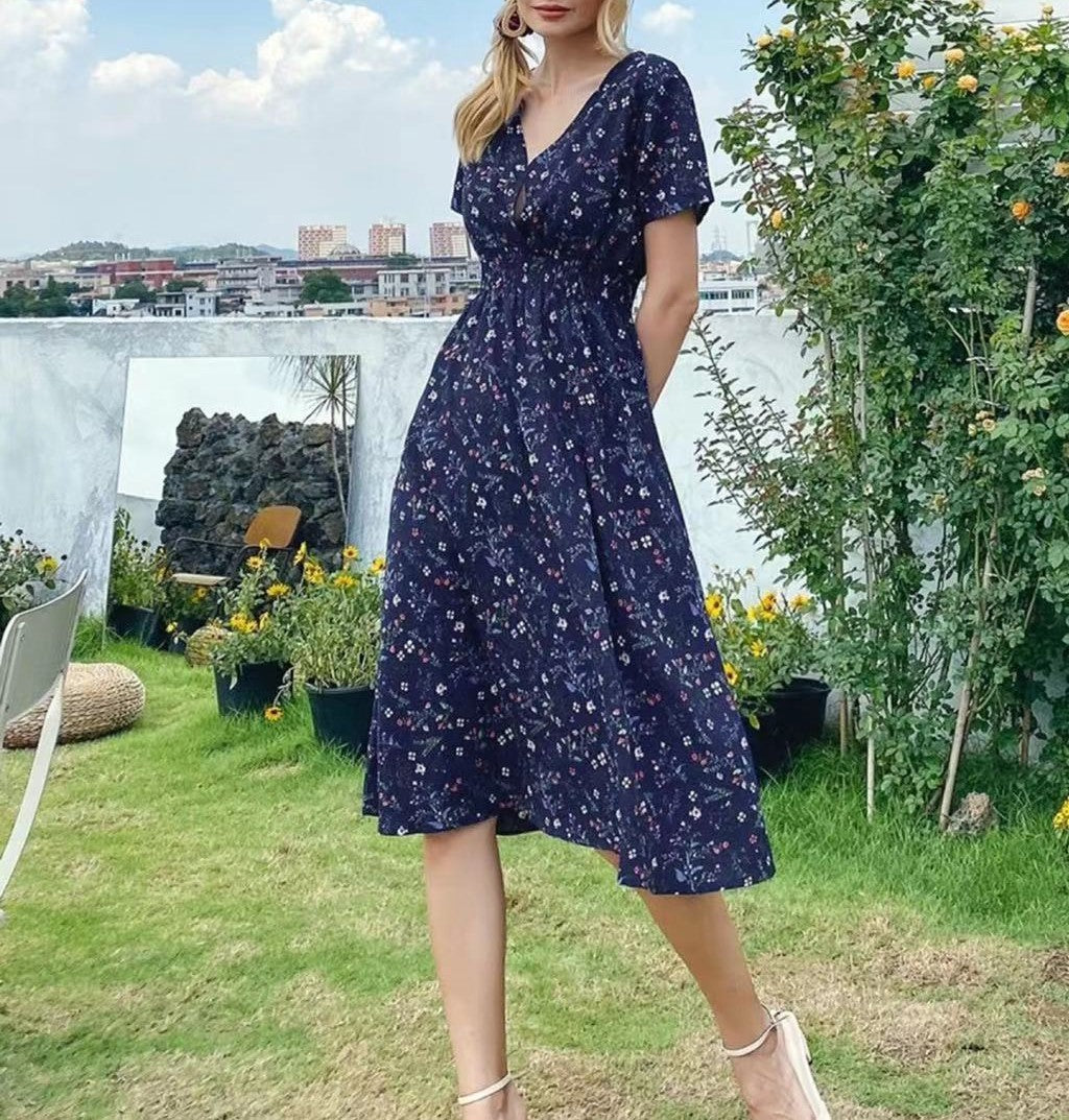 Floral Print A-Line Summer Dress