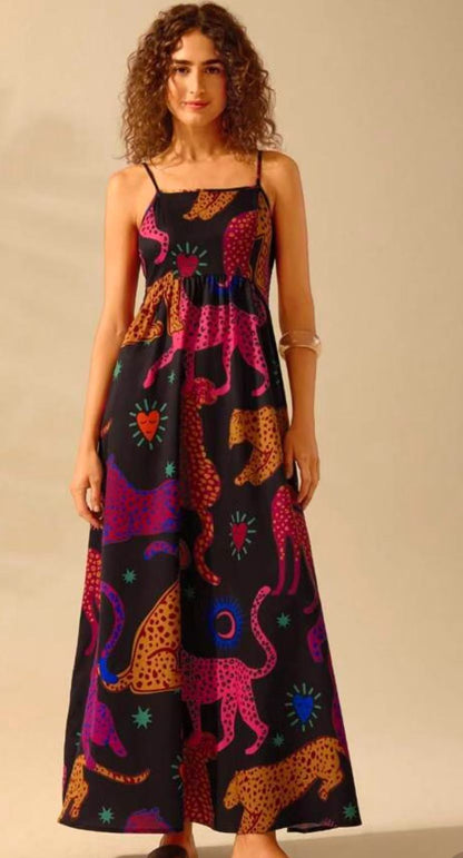Floral Print Adjustable Strap Sling Dress