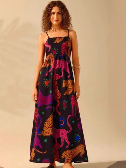 Floral Print Adjustable Strap Sling Dress
