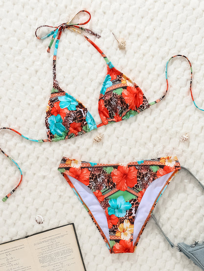 Floral Print Bikini Swimsuit Set