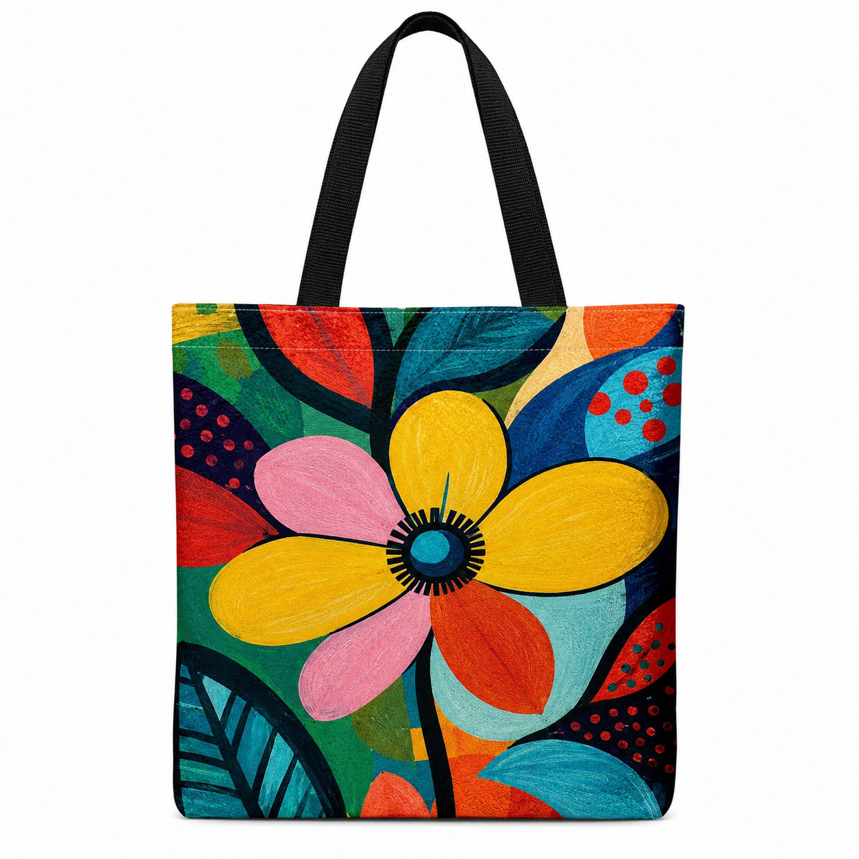 Floral Print Canvas Hand Carry Tote Bag