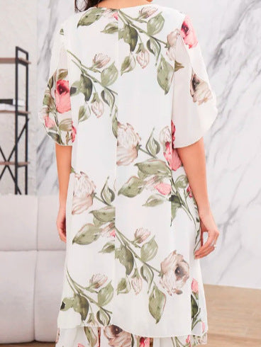 Floral Print Chiffon A-Line Dress