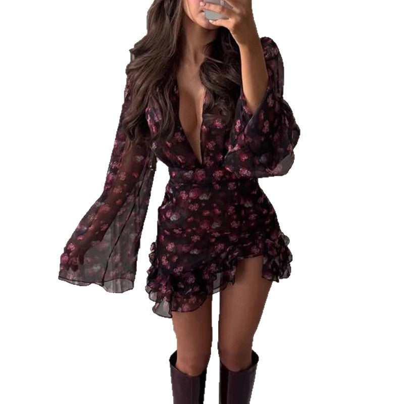 Floral Print Chiffon Dress
