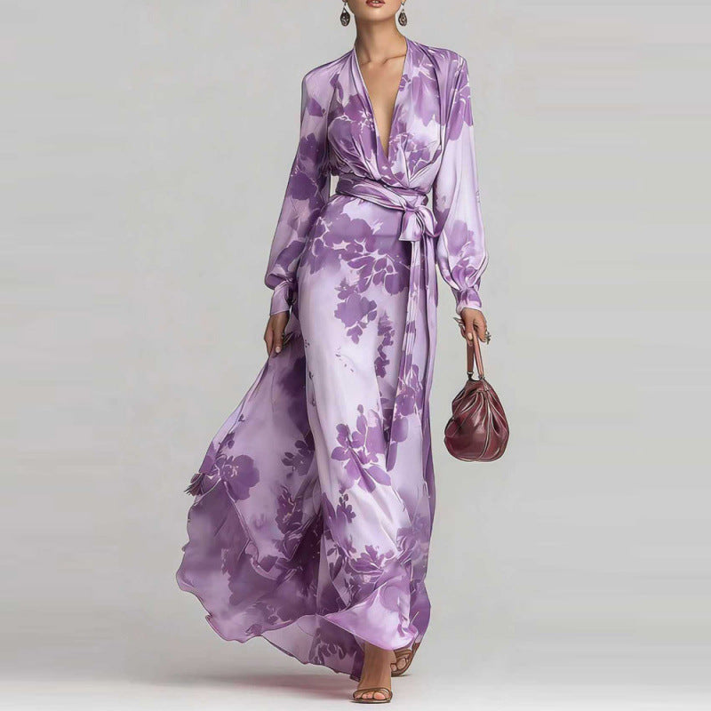 Floral Print Chiffon Maxi Dress