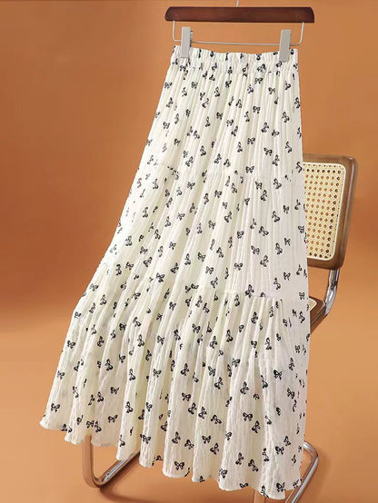 Floral Print Chiffon Midi Skirt