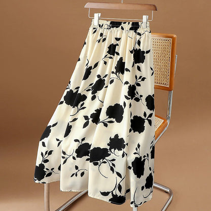 Floral Print Chiffon Midi Skirt