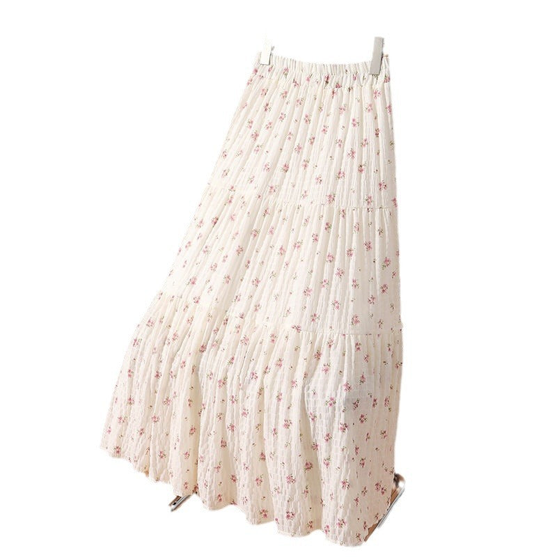 Floral Print Chiffon Midi Skirt