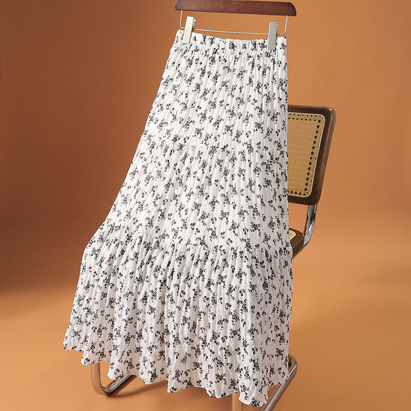 Floral Print Chiffon Midi Skirt