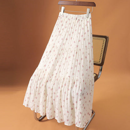 Floral Print Chiffon Midi Skirt