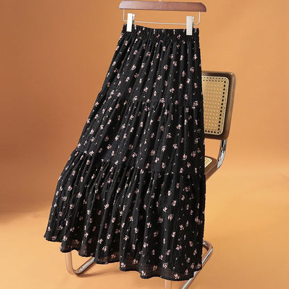 Floral Print Chiffon Midi Skirt