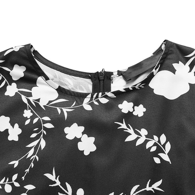 Floral print contrast-colored dress