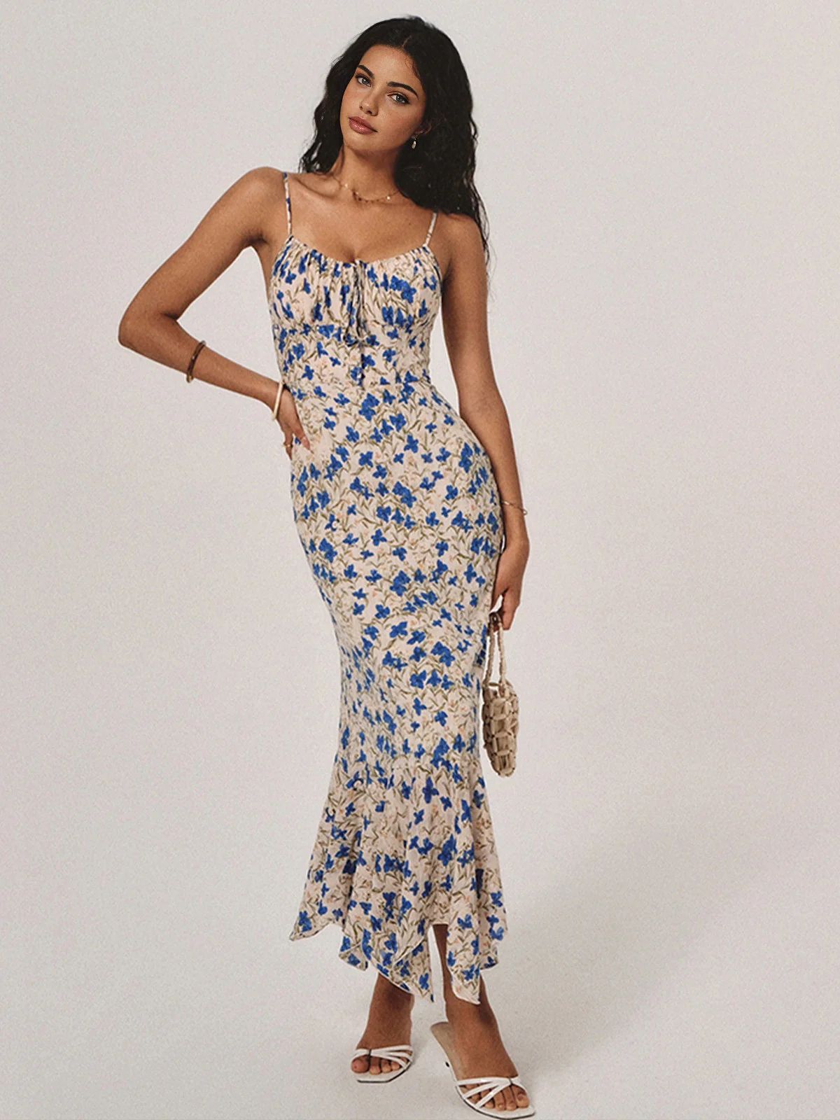 Floral Print Elastic Polyester Dress