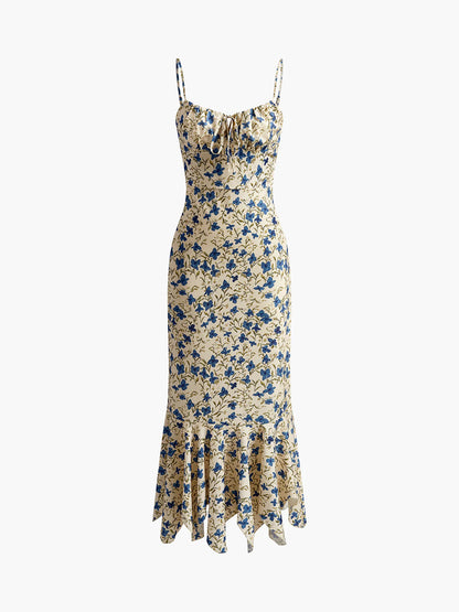 Floral Print Elastic Polyester Dress