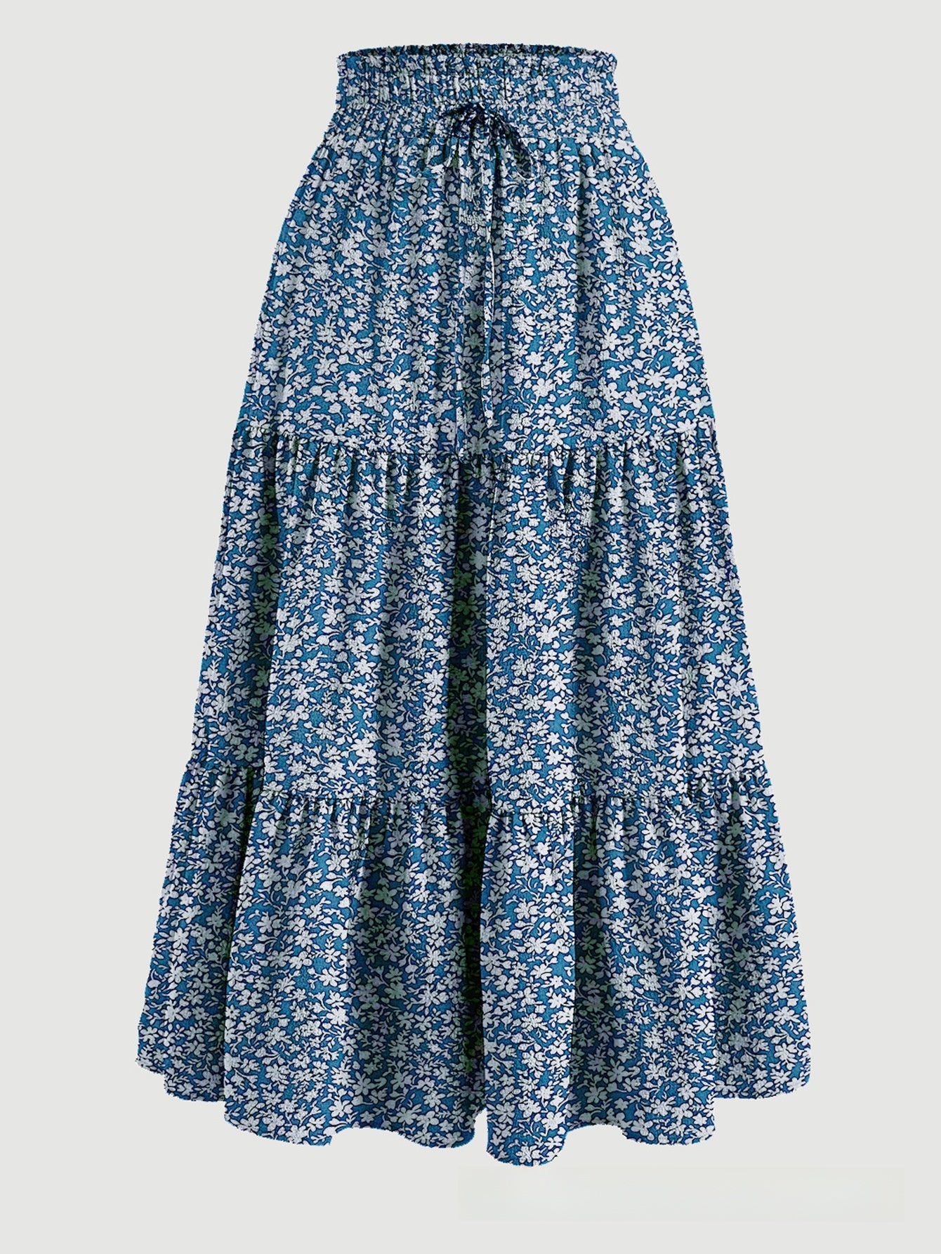 Floral Print Elastic Waist Skirt