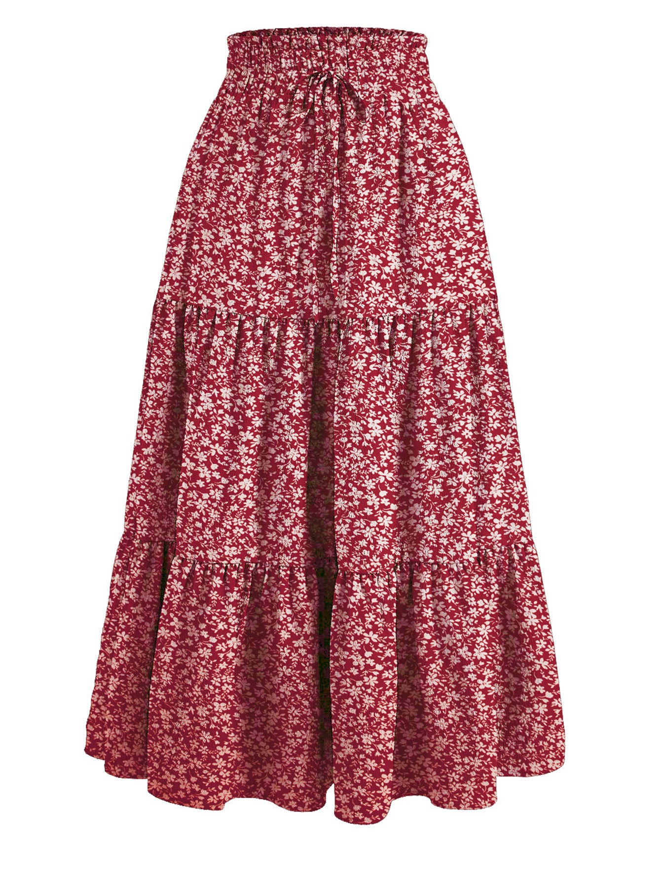 Floral Print Elastic Waist Skirt