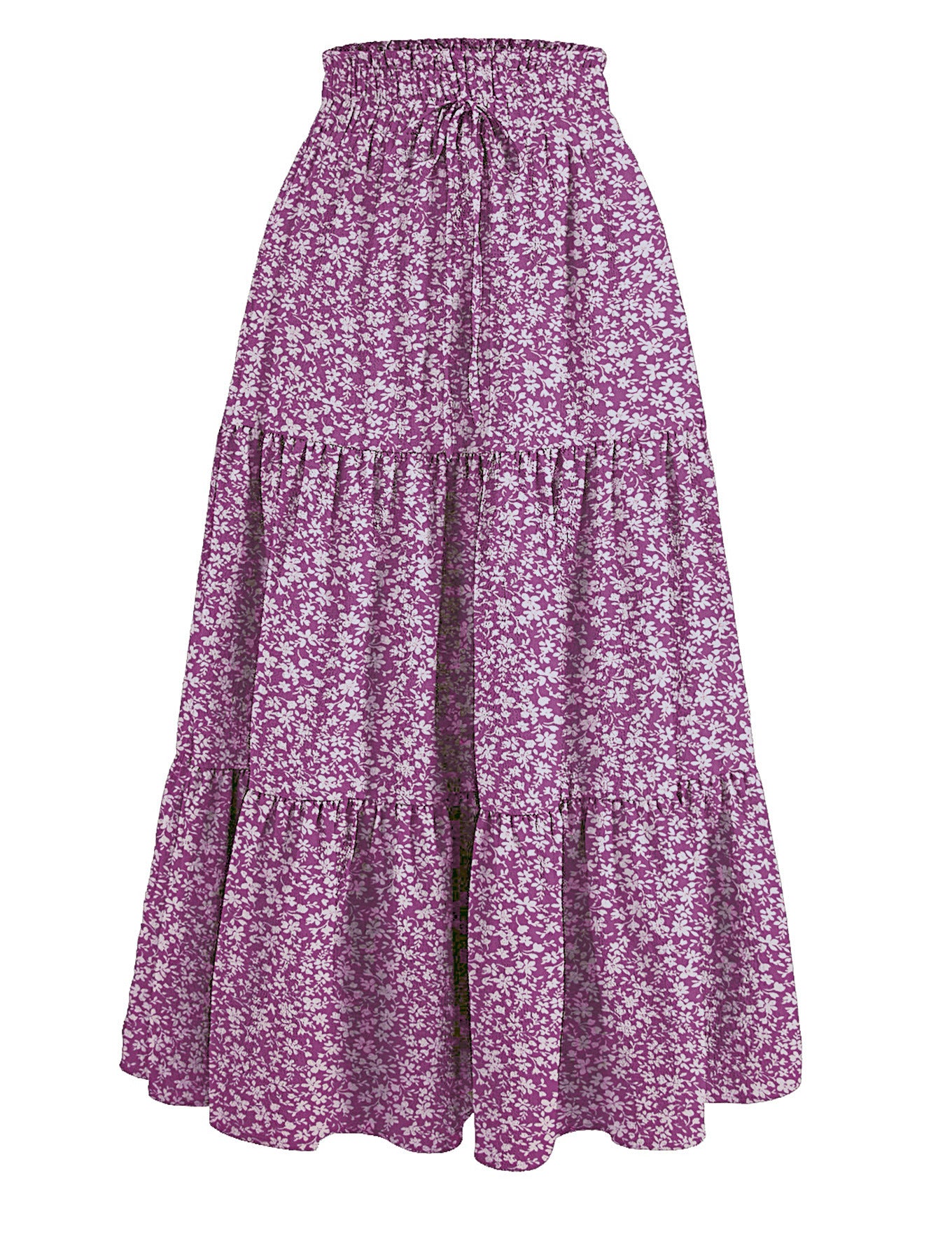 Floral Print Elastic Waist Skirt