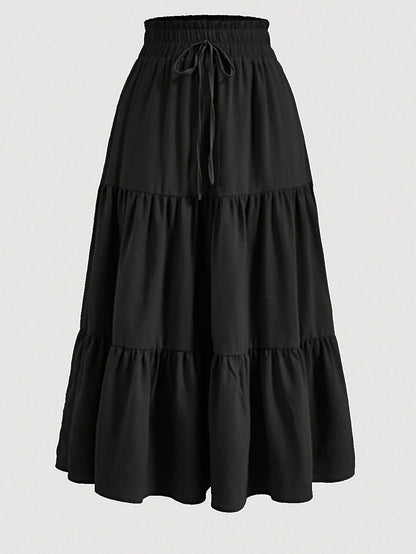 Floral Print Elastic Waist Skirt