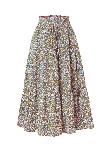 Floral Print Elastic Waist Skirt