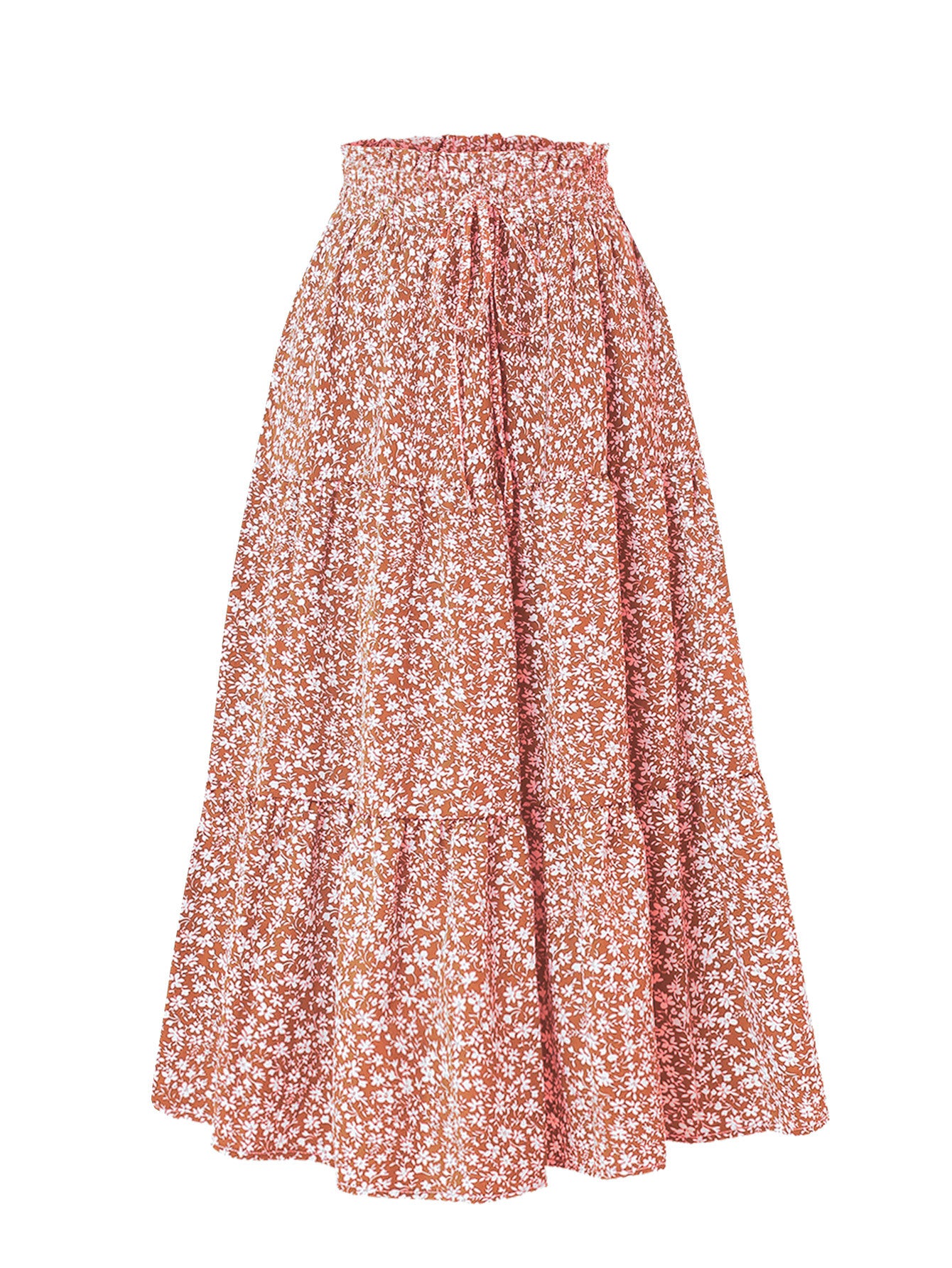 Floral Print Elastic Waist Skirt