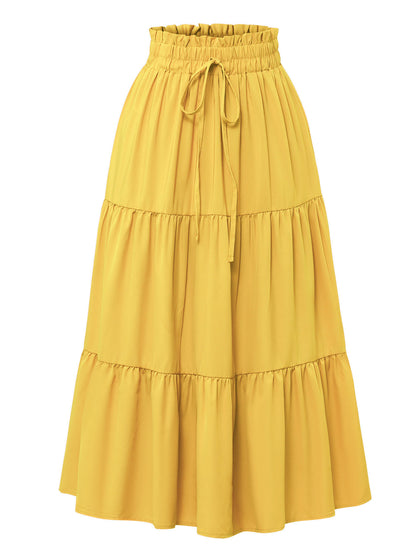 Floral Print Elastic Waist Skirt