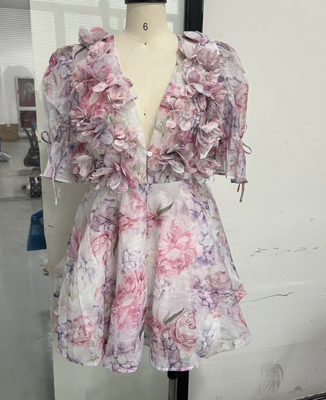 Floral Print Halterneck Cake Dress