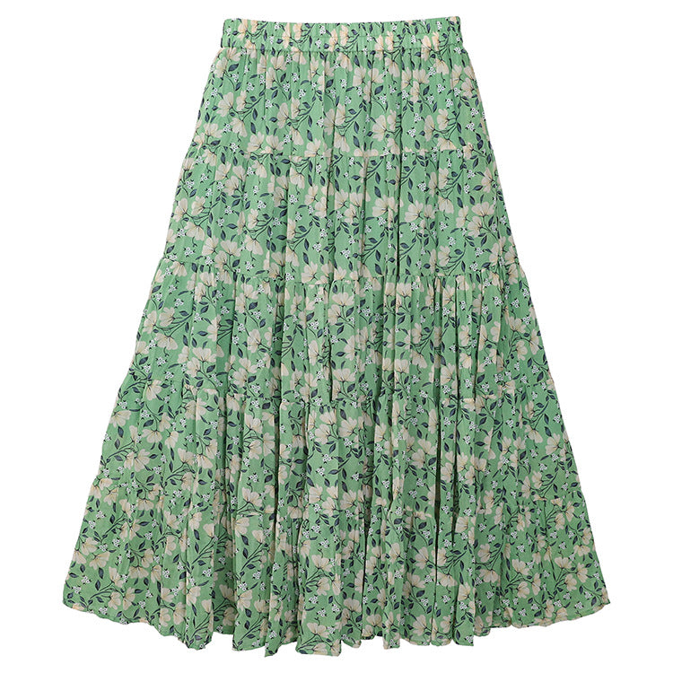 Floral Print High Waist Pleated Skirt