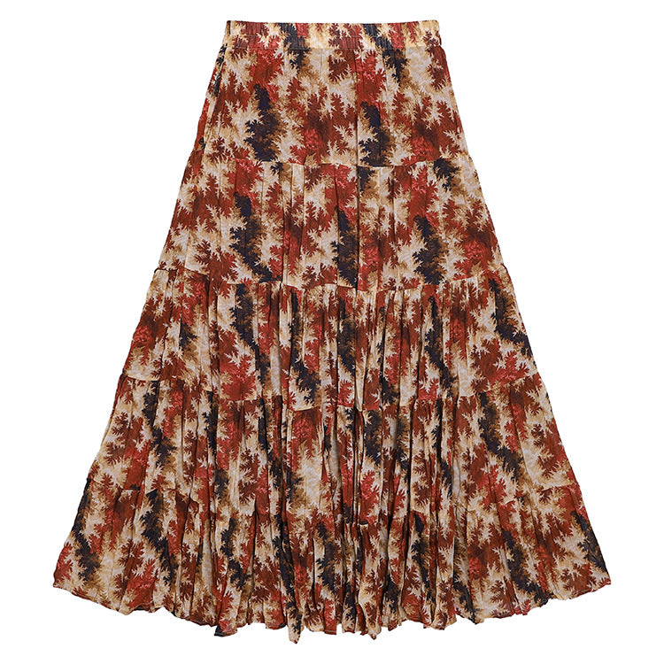 Floral Print High Waist Pleated Skirt