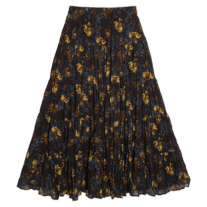 Floral Print High Waist Pleated Skirt