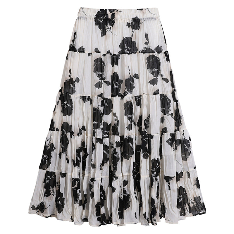 Floral Print High Waist Pleated Skirt