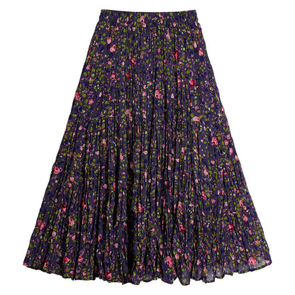 Floral Print High Waist Pleated Skirt