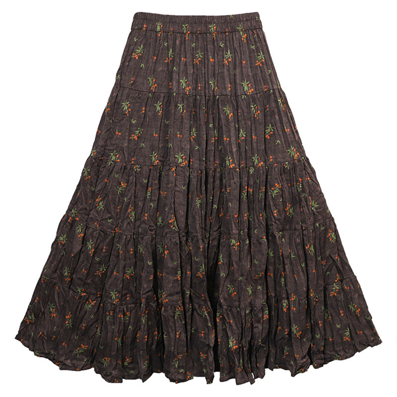 Floral Print High Waist Pleated Skirt