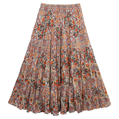 Floral Print High Waist Pleated Skirt